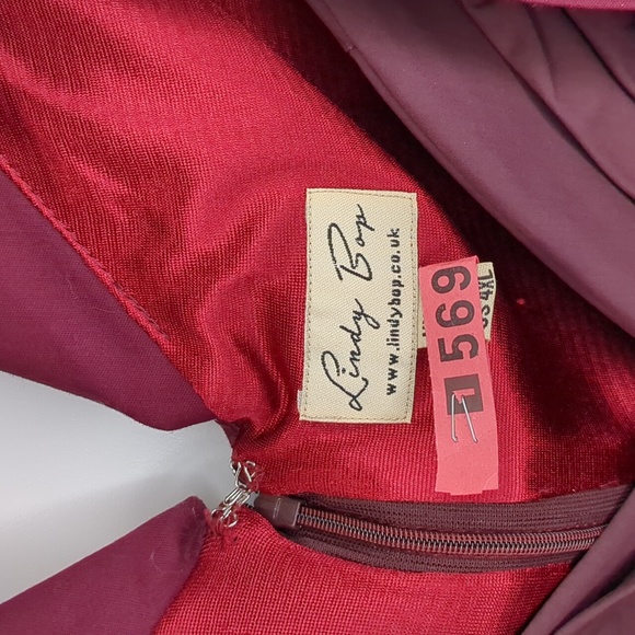 4XL (2X) Lindy Bop Fit & Flare Ruby Red Swing Dress - Picture 4 of 8